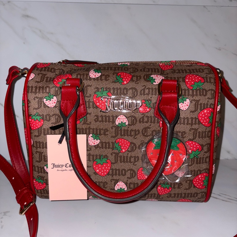 Juicy Couture Strawberry Satchel Freshly Picked Chestnut Brown Red - Picture 8 of 9